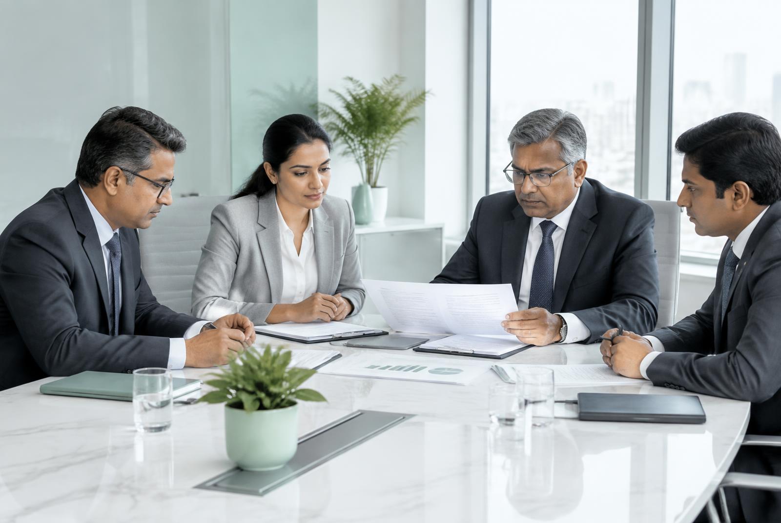Indian insolvency professionals reviewing a formal liquidation plan