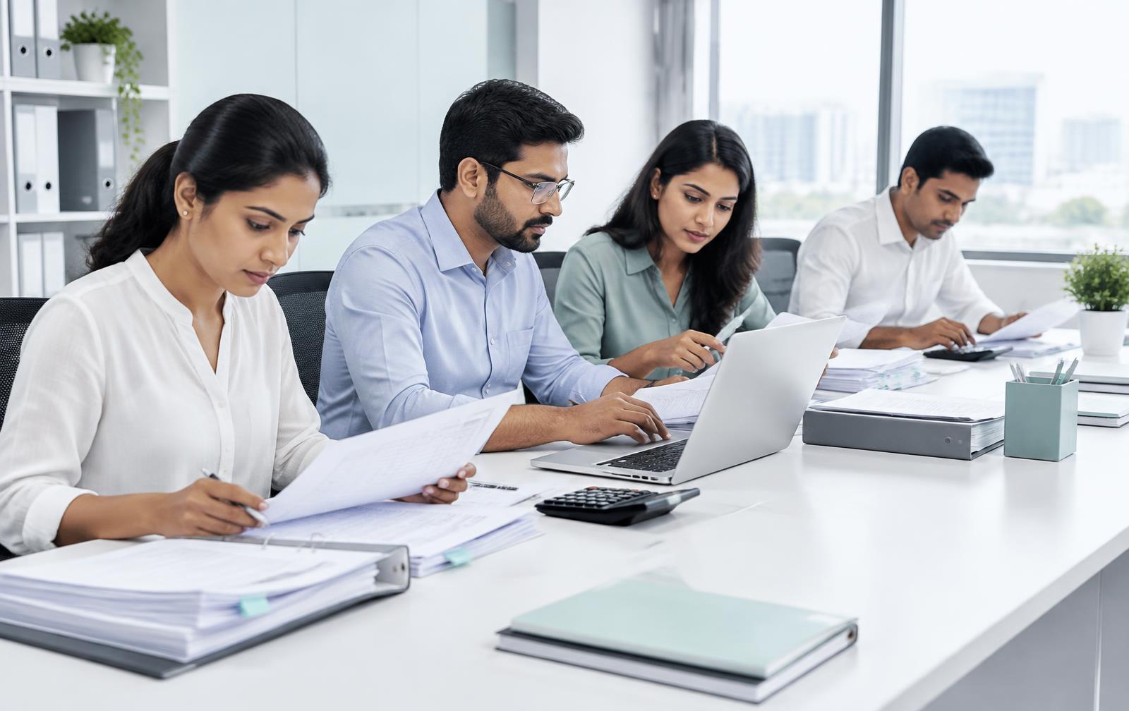 Indian finance team reconciling GST returns