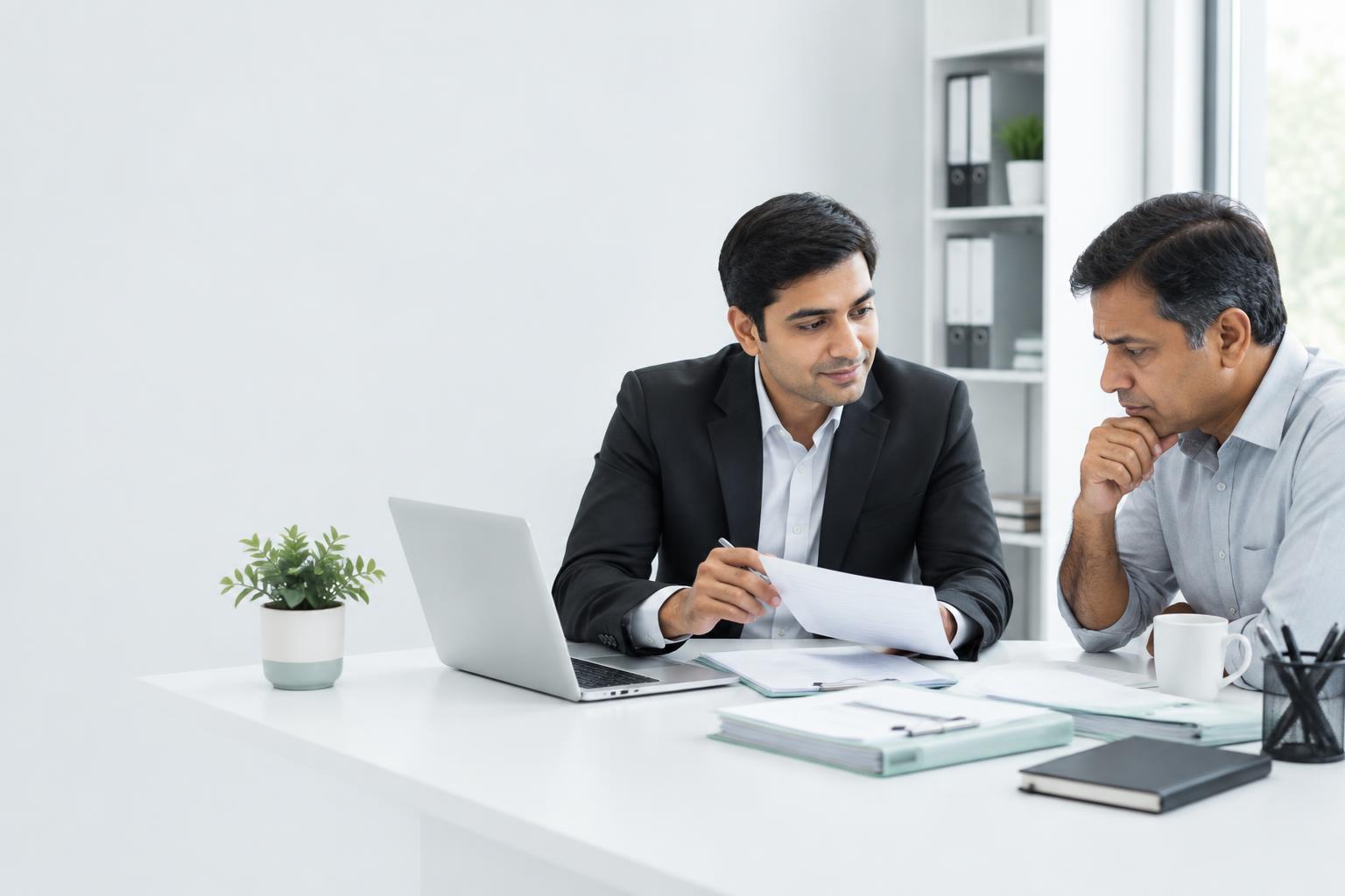 Indian tax adviser helping a business owner respond to a tax notice