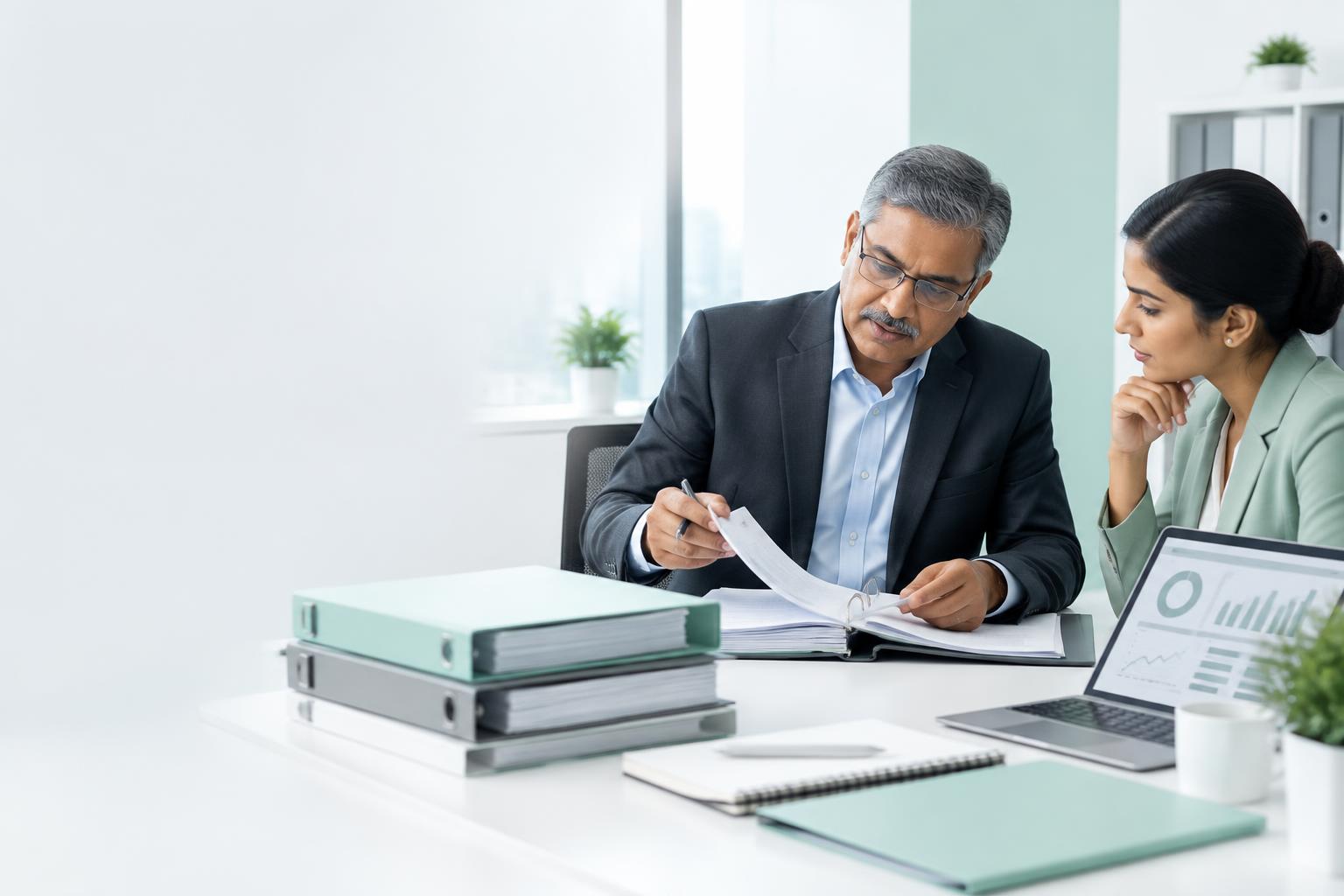 Indian employment adviser reviewing workforce compliance records