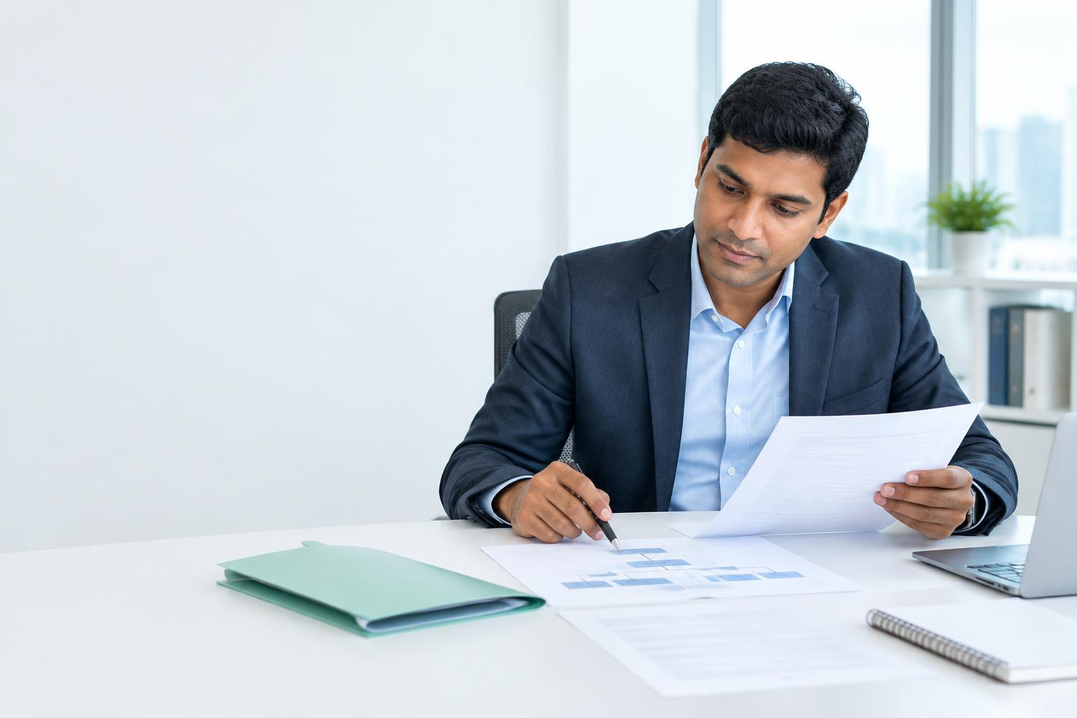 Indian proprietor reviewing a company conversion plan