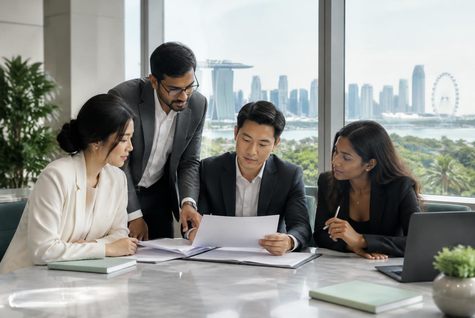 Founders reviewing Singapore company registration documents